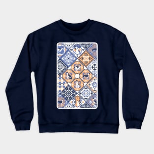 Greyhound Portuguese tile style design Crewneck Sweatshirt